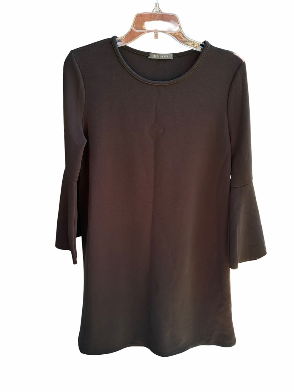 Suzy Shier Black Bell Sleeve Tunic Top Women’s Medium